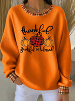 Casual Plaid Crew Neck Long Sleeve Sweatshirt