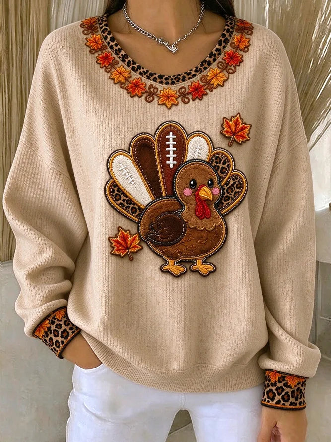 Casual Leopard Crew Neck Long Sleeve Sweatshirt