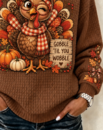 Casual Plaid Crew Neck Long Sleeve Sweatshirt