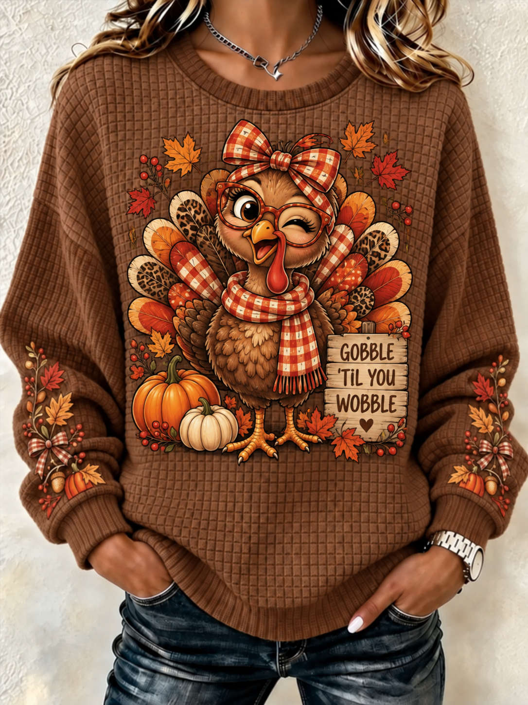Casual Plaid Crew Neck Long Sleeve Sweatshirt