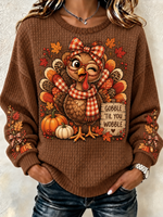 Casual Plaid Crew Neck Long Sleeve Sweatshirt