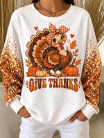 Casual Text Letters Crew Neck Long Sleeve Sweatshirt
