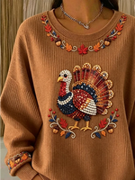 Casual Turkey Crew Neck Long Sleeve Sweatshirt