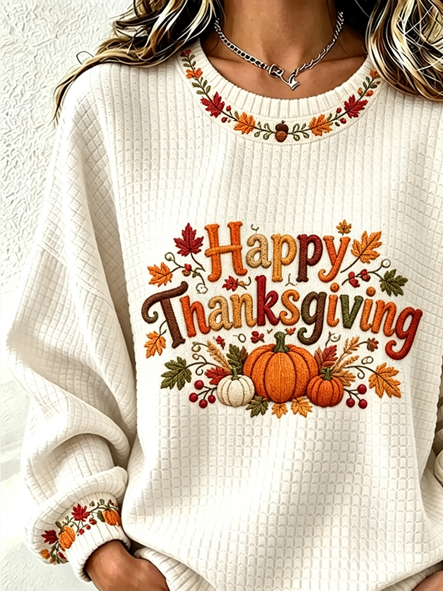 Casual Text Letters Crew Neck Long Sleeve Sweatshirt