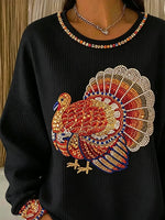 Casual Turkey Crew Neck Long Sleeve Sweatshirt
