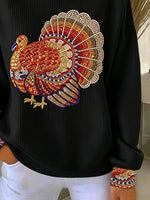 Casual Turkey Crew Neck Long Sleeve Sweatshirt