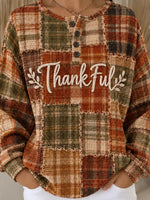Casual Plaid Crew Neck Long Sleeve Sweatshirt