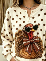 Casual Polka Dots Crew Neck Long Sleeve Sweatshirt
