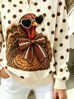 Casual Polka Dots Crew Neck Long Sleeve Sweatshirt
