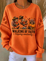 Casual Text Letters Simple Crew Neck Long Sleeve Sweatshirt