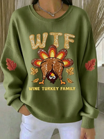 Casual Maple Leaf Crew Neck Long Sleeve Sweatshirt