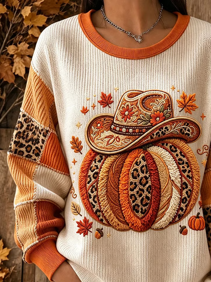 Casual Leopard Crew Neck Long Sleeve Sweatshirt