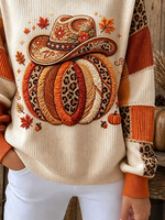 Casual Leopard Crew Neck Long Sleeve Sweatshirt