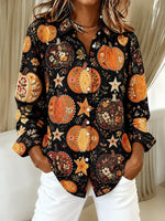 Women Abstract Graphic Casual Shirt Shirt Collar Long Sleeve Top