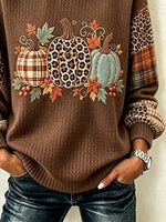Casual Leopard Crew Neck Long Sleeve Sweatshirt