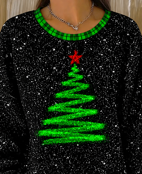 Casual Plaid Crew Neck Long Sleeve Sweatshirt