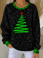 Casual Plaid Crew Neck Long Sleeve Sweatshirt