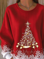 Casual Christmas Crew Neck Long Sleeve Sweatshirt