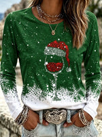 Vintage Snowflake Crew Neck Long Sleeve T-shirt