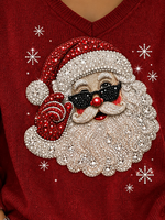 Vintage Santa Claus V Neck Long Sleeve Sweatshirt