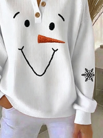 Vintage Christmas Snowman Henley Collar Long Sleeve Sweatshirt