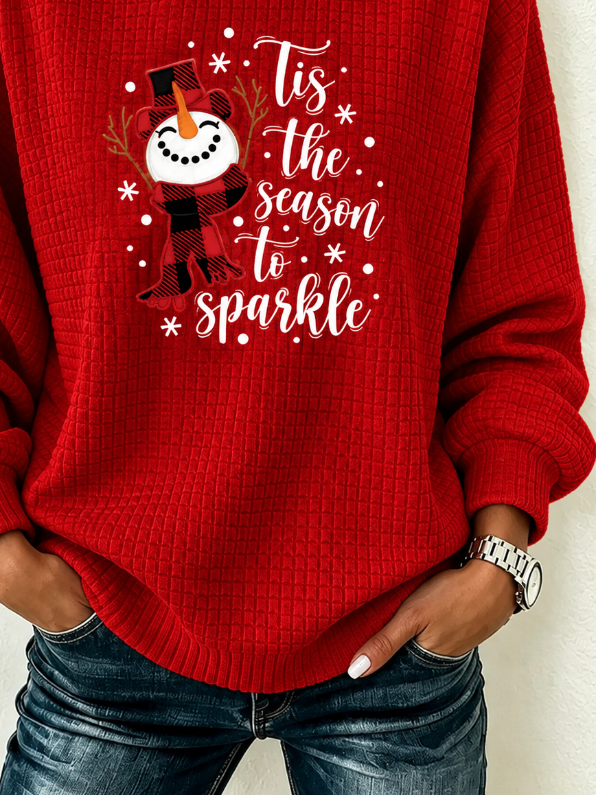 Casual Christmas Snowman Crew Neck Long Sleeve Sweatshirt
