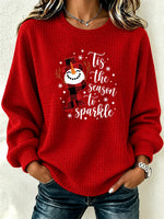 Casual Christmas Snowman Crew Neck Long Sleeve Sweatshirt