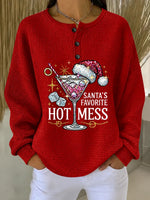 Casual Text Letters Henley Collar Long Sleeve Sweatshirt