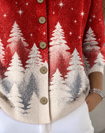 Regular Fit Shawl Collar Star Simple Knit Top