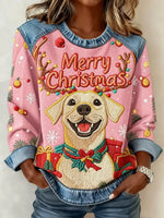 Casual Christmas Crew Neck Long Sleeve Sweatshirt