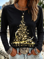 Vintage Christmas Tree Crew Neck Long Sleeve T-shirt