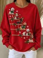 Casual Christmas Crew Neck Long Sleeve Sweatshirt