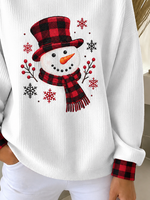 Casual Plaid Crew Neck Long Sleeve Sweatshirt