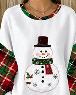 Casual Plaid Crew Neck Long Sleeve Sweatshirt