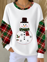 Casual Plaid Crew Neck Long Sleeve Sweatshirt