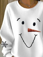 Casual Christmas Snowman Crew Neck Long Sleeve Sweatshirt