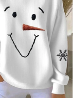 Casual Christmas Snowman Crew Neck Long Sleeve Sweatshirt