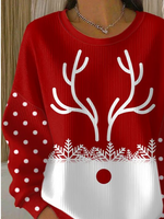 Casual Polka Dots Crew Neck Long Sleeve Sweatshirt