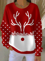 Casual Polka Dots Crew Neck Long Sleeve Sweatshirt