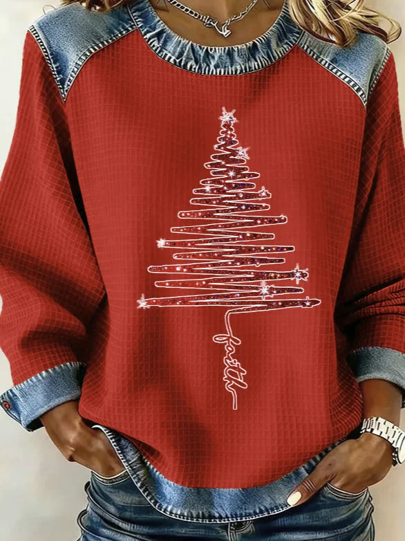 Casual Plaid Crew Neck Long Sleeve Sweatshirt