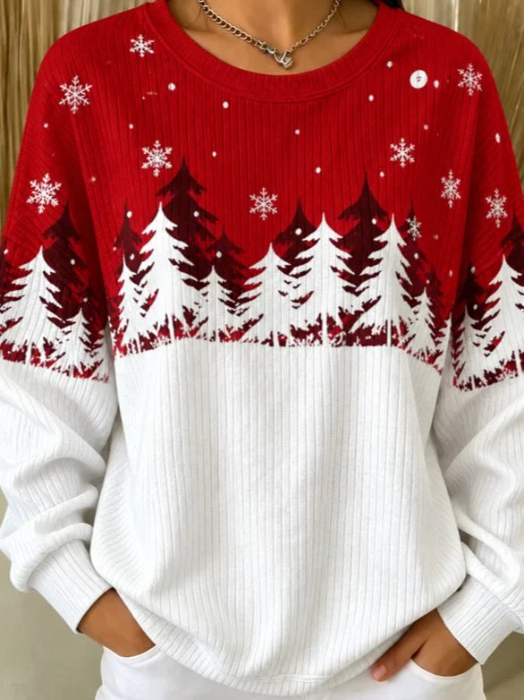 Casual Color Block Crew Neck Long Sleeve Sweatshirt