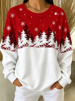 Casual Color Block Crew Neck Long Sleeve Sweatshirt