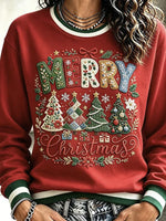 Casual Text Letters Crew Neck Long Sleeve Sweatshirt