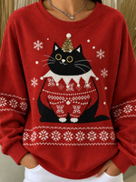 Casual Christmas Crew Neck Long Sleeve Sweatshirt