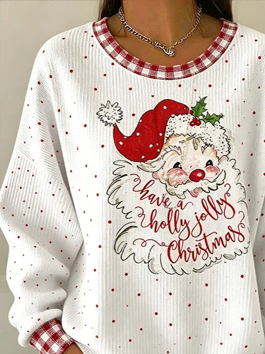 Casual Plaid Crew Neck Long Sleeve Sweatshirt