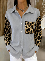 Casual Shawl Collar Striped Loose Street Shirt