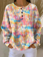 Casual Colorful Sweater with Raindrop Pattern