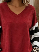 Women'S Casual Contrast Color Long Sleeved Sweatshirt