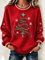 Casual Christmas Crew Neck Long Sleeve Sweatshirt