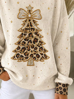 Casual Leopard Crew Neck Long Sleeve Sweatshirt